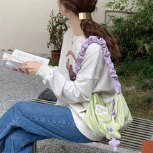 Load image into Gallery viewer, Corduroy Retro Underarm Bag Pleated Contrasting Color Shoulder Strap Shoulder Bag Cute Pendant Large Capacity Crossbody Bag