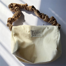 Load image into Gallery viewer, Corduroy Retro Underarm Bag Pleated Contrasting Color Shoulder Strap Shoulder Bag Cute Pendant Large Capacity Crossbody Bag