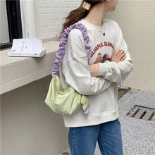 Load image into Gallery viewer, Corduroy Retro Underarm Bag Pleated Contrasting Color Shoulder Strap Shoulder Bag Cute Pendant Large Capacity Crossbody Bag