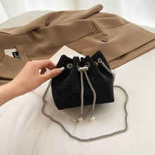 Load image into Gallery viewer, Fashionable Shiny Chain Shoulder Bag PU Leather Niche Pearl Pendant Large Capacity Crossbody Bag for Women