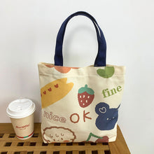 Load image into Gallery viewer, Casual Canvas Bag Cute Cartoon Large Capacity Handbag Portable Reusable Shopping Bag Handbag For Women