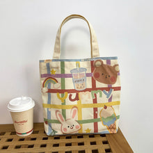 Load image into Gallery viewer, Casual Canvas Bag Cute Cartoon Large Capacity Handbag Portable Reusable Shopping Bag Handbag For Women