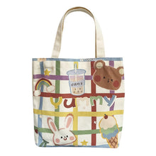 Load image into Gallery viewer, Casual Canvas Bag Cute Cartoon Large Capacity Handbag Portable Reusable Shopping Bag Handbag For Women