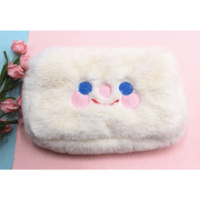 Load image into Gallery viewer, Cute Cloud Smiling Face Plush Makeup Bag Large Capacity Travel Storage Bag Portable Washable Makeup Bag
