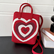 Load image into Gallery viewer, Gradient Contrast Color Heart Pattern Knitted Shoulder Bag Handbag Fashionable Casual Women Crossbody Bag Handbag