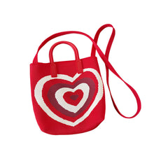 Load image into Gallery viewer, Gradient Contrast Color Heart Pattern Knitted Shoulder Bag Handbag Fashionable Casual Women Crossbody Bag Handbag
