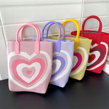 Load image into Gallery viewer, Gradient Contrast Color Heart Pattern Knitted Shoulder Bag Handbag Fashionable Casual Women Crossbody Bag Handbag