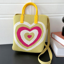 Load image into Gallery viewer, Gradient Contrast Color Heart Pattern Knitted Shoulder Bag Handbag Fashionable Casual Women Crossbody Bag Handbag