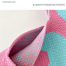 Load image into Gallery viewer, Contrast Color Striped Knitted Bag Shoulder Bag Handbag Soft Large Capacity Knitted Wrist Bag Shopping Bag
