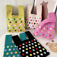 Load image into Gallery viewer, Colorful Dot Knitted Handbag Portable Large Capacity Knitted Shoulder Bag Comfortable Simple Casual Handbag