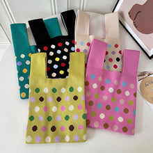 Load image into Gallery viewer, Colorful Dot Knitted Handbag Portable Large Capacity Knitted Shoulder Bag Comfortable Simple Casual Handbag