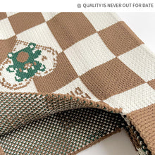 Load image into Gallery viewer, Checkerboard Love Bear Knitted Shoulder Bag Handbag Comfortable Portable Large Capacity Wrist Bag Casual Knitted Bag