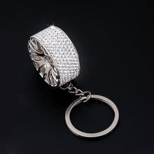 Load image into Gallery viewer, Car Keychain Crystal Tire Wheel Rim Key Ring 3D Keychain Creative Auto Part Accessories Model Car Keyring Key Chain Car Charms