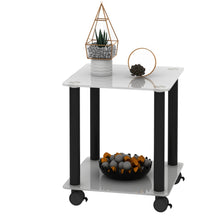 Load image into Gallery viewer, 1-Piece White+Black Side Table , 2-Tier Space End Table ,Modern Night Stand, Sofa table, Side Table with Storage Shelve