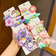 Load image into Gallery viewer, Cute Cartoon Hair Rope Hair Clip Set Colorful Flower Animal Hairpin Hair Rope Hair Accessories for Girls