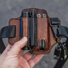 Load image into Gallery viewer, Multifunctional Storage Waist Pack EDC Tactical Tools Flashlight Key Pen Belt Leather Bag Outdoor Camping Survival Hunting External Waist Clip