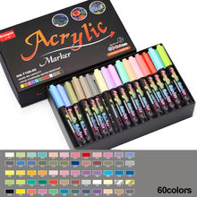 Load image into Gallery viewer, 12/24/36/60 Colors Acrylic Marker Set Glass Rock Metal Paint Pens Brush Set for Calligraphy Painting Drawing DIY Graffiti Art Supplies