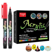 Load image into Gallery viewer, 12/24/36/60 Colors Acrylic Marker Set Glass Rock Metal Paint Pens Brush Set for Calligraphy Painting Drawing DIY Graffiti Art Supplies