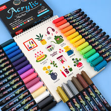Load image into Gallery viewer, 12/24/36/60 Colors Acrylic Marker Set Glass Rock Metal Paint Pens Brush Set for Calligraphy Painting Drawing DIY Graffiti Art Supplies