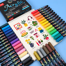 Load image into Gallery viewer, 12/24/36/60 Colors Acrylic Marker Set Glass Rock Metal Paint Pens Brush Set for Calligraphy Painting Drawing DIY Graffiti Art Supplies