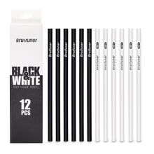 Load image into Gallery viewer, 12pcs Black White Color Oil Based Pencil Drawing Sketching Artist Pencils Art Learning School Stationery Supplies