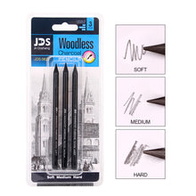 Load image into Gallery viewer, 3/6pcs Professional Woodless Carbon Sketch Pens Hard/Medium/Soft Woodless Charcoal Pencil Set Drawing Tool Painting Supplies