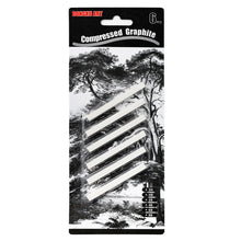 Load image into Gallery viewer, 6pcs Carbon Strip Compressed Graphite Pencil Professional Pure Carbon Sketch Pens Hard/Medium/Soft Woodless Charcoal Pencil Set Drawing Tool Painting Supplies