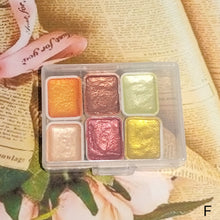Load image into Gallery viewer, 6Color Shimmer Solid Watercolor Set Retro Painting Pearlescent Metal Candy Colors Set for Art Painting Nail Design