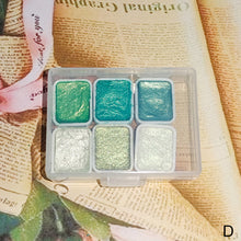 Load image into Gallery viewer, 6Color Shimmer Solid Watercolor Set Retro Painting Pearlescent Metal Candy Colors Set for Art Painting Nail Design