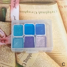 Load image into Gallery viewer, 6Color Shimmer Solid Watercolor Set Retro Painting Pearlescent Metal Candy Colors Set for Art Painting Nail Design