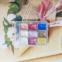 Load image into Gallery viewer, 6Color Shimmer Solid Watercolor Set Retro Painting Pearlescent Metal Candy Colors Set for Art Painting Nail Design