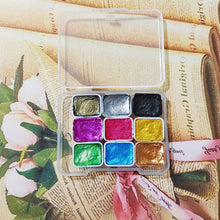 Load image into Gallery viewer, 6Color Shimmer Solid Watercolor Set Retro Painting Pearlescent Metal Candy Colors Set for Art Painting Nail Design