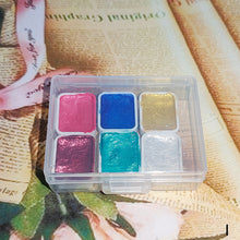 Load image into Gallery viewer, 6Color Shimmer Solid Watercolor Set Retro Painting Pearlescent Metal Candy Colors Set for Art Painting Nail Design