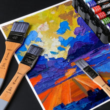 Load image into Gallery viewer, 1pc Flat Head Oil Painting Acrylic Row Brush Gouache Watercolor Artist Paint Wall Painting Nylon Hair Beech Rod Clean Brush