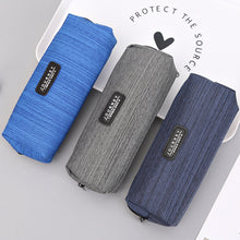 Load image into Gallery viewer, Oxford Fabric Blue Gray Pencil Case Solid Color Simple Pencil Bags for Student Kids Boys Stationery Storage Bag School Supplies