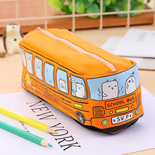 Load image into Gallery viewer, Bus Cute Pencil Case Large Capacity Canvas Pencil Bag Kids School Pen Box Children School Stationery Storage Bag Birthday Christmas Gifts