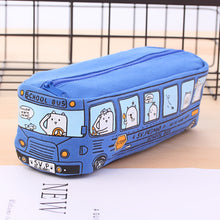 Load image into Gallery viewer, Bus Cute Pencil Case Large Capacity Canvas Pencil Bag Kids School Pen Box Children School Stationery Storage Bag Birthday Christmas Gifts
