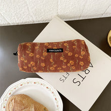 Load image into Gallery viewer, Retro Style Pencil Case Corduroy Pencil Bag School Girls Pencil Pouch Travel Large Capacity Makeup Bag Cosmetic Case