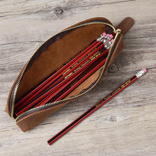 Load image into Gallery viewer, Retro Style Genuine Leather Pencil Bag Simple Stationery Case Handmade Pen Case Storage Bag Zipper Pencil Pouch School Supplies