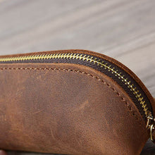 Load image into Gallery viewer, Retro Style Genuine Leather Pencil Bag Simple Stationery Case Handmade Pen Case Storage Bag Zipper Pencil Pouch School Supplies