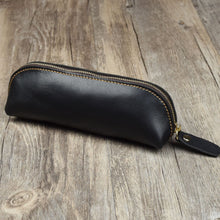 Load image into Gallery viewer, Retro Style Genuine Leather Pencil Bag Simple Stationery Case Handmade Pen Case Storage Bag Zipper Pencil Pouch School Supplies