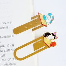 Load image into Gallery viewer, Cute Cat Bookmarks Metal Book Clips Japanese Style Brass Paper Page Holder Book Clip Stationery Reading Pagination Tools School Office Supplies