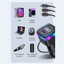 Load image into Gallery viewer, Car Bluetooth 5.3 FM Transmitter Wireless Audio Receiver Car MP3 Player 66W PD Fast Charger Ambient Light Muti-point Charger