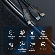 Load image into Gallery viewer, Car Bluetooth 5.3 FM Transmitter Wireless Audio Receiver Car MP3 Player 66W PD Fast Charger Ambient Light Muti-point Charger