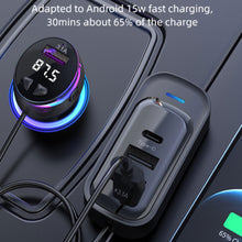 Load image into Gallery viewer, Car Bluetooth 5.3 FM Transmitter Wireless Audio Receiver Car MP3 Player 66W PD Fast Charger Ambient Light Muti-point Charger