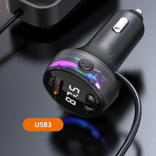 Load image into Gallery viewer, Car Bluetooth 5.3 FM Transmitter Wireless Audio Receiver Car MP3 Player 66W PD Fast Charger Ambient Light Muti-point Charger