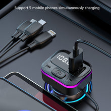Load image into Gallery viewer, Car Bluetooth 5.0 FM Transmitter Wireless Audio Receiver Car MP3 Player 66W PD Fast Charger Ambient Light Muti-point Charger