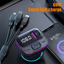 Load image into Gallery viewer, Car Bluetooth 5.0 FM Transmitter Wireless Audio Receiver Car MP3 Player 66W PD Fast Charger Ambient Light Muti-point Charger
