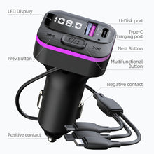Load image into Gallery viewer, Car Bluetooth 5.0 FM Transmitter Wireless Audio Receiver Car MP3 Player 66W PD Fast Charger Ambient Light Muti-point Charger