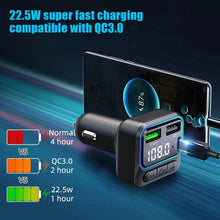 Load image into Gallery viewer, Car Charger Super Fast Charging Car MP3 Bluetooth Player Handsfree Kit Charging QC3.0 Car Transmitter Car FM